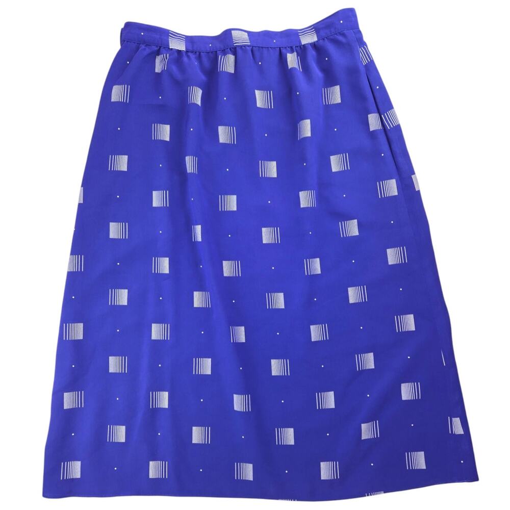 Sasson | Vintage Blue & White Graphic Skirt | Size 12/13